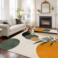 thumbnail image 3 of Boho Middle Century Large Area Rug 8x10 FT, Non Slip Living Room Throw Carpet, Abstract Orange Geometric Leaves Washable Soft Indoor Outdoor Carpet Non-Shedding Rug for Bedroom Dining Room, 3 of 9