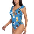 thumbnail image 3 of Yiaed Cute Dogs Print Women's Ruffled One Piece Swimsuit V Neck Swimwear Slimming Monokini for Woman-X-Large, 3 of 8