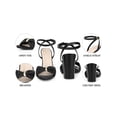 thumbnail image 4 of BLISSFUL STEP Raffia Open Toe High Heels Sandal Ankle Strap Block Heel Sandals for Women Black (Size 6.5), 4 of 8