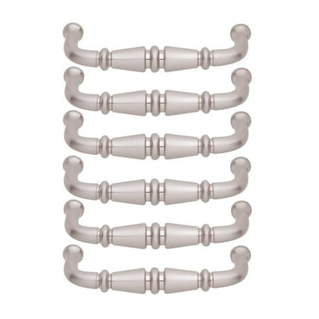Brushed Nickel 3' Pull - 6 Vintage Drawer Pulls Brushed Satin Nickel 3