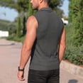 thumbnail image 5 of Men's Sleeveless Tank Top Polyester Spandex Blend, Pullover Muscle Vest Turndown Collar, Quick Dry Breathable Casual Workout Streetwear Active Summer | Zenithor,Dark Gray L, 5 of 9
