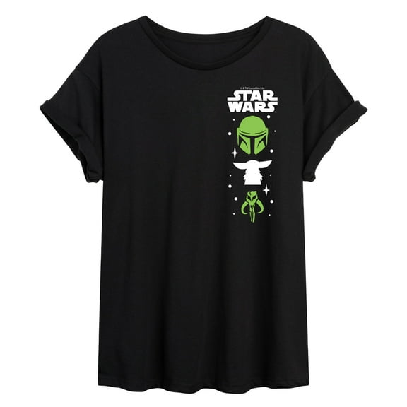 Star Wars - The Mandalorian Mando Icons  - Womens Oversized Graphic T-Shirt