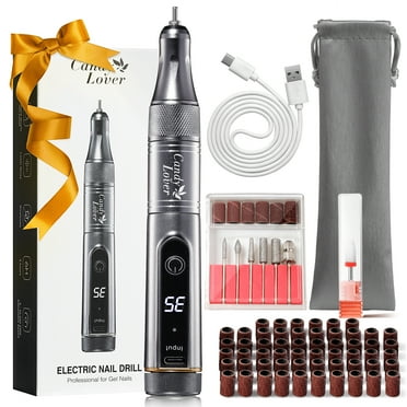 Candy Lover 35000 RPM Nail Drill, Cordless Electric Nail Drill Kit, Professional Rechargeable Nail File Manicure Pedicure Kit, Portable Efile Set