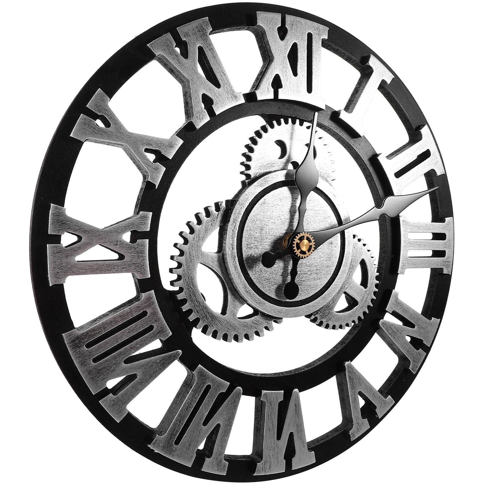 LOLIPPYY 1 Pc Wall Clock Plated Silver Gear Design with Stylish Retro Decor for Pub and Hotel image
