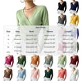thumbnail image 6 of Womens Deep V Neck Long Sleeve Shirts Ruched Wrap Top Slim Fit Cinched Waist, Dressy Casual Blouses for Office Work, Travel Party Date Night Going Out Outfits, 6 of 9