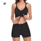 thumbnail image 2 of Yuarrent Traje de baño de mujer con cordón de Color sólido inalámbrico acolchado conjunto de baño de verano traje de baño de poliéster Traje de baño Negro M, 2 of 6