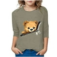 thumbnail image 2 of AUNVITO Boys Girls Shirts Bear Print Tshirt 3/4 Sleeve Top Funny Graphic Tshirts 3-12 Years, 2 of 4