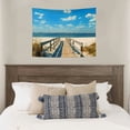 thumbnail image 4 of Creowell Beach Wooden Walkway Blue Sky Tapestry Wall Hanging 40x30in, 4 of 6