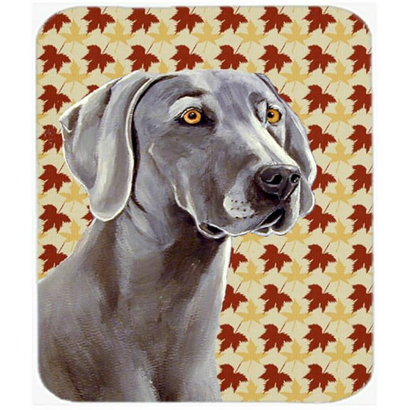 Weimaraner Fall Leaves Portrait Mouse Pad, Hot Pad or Trivet
