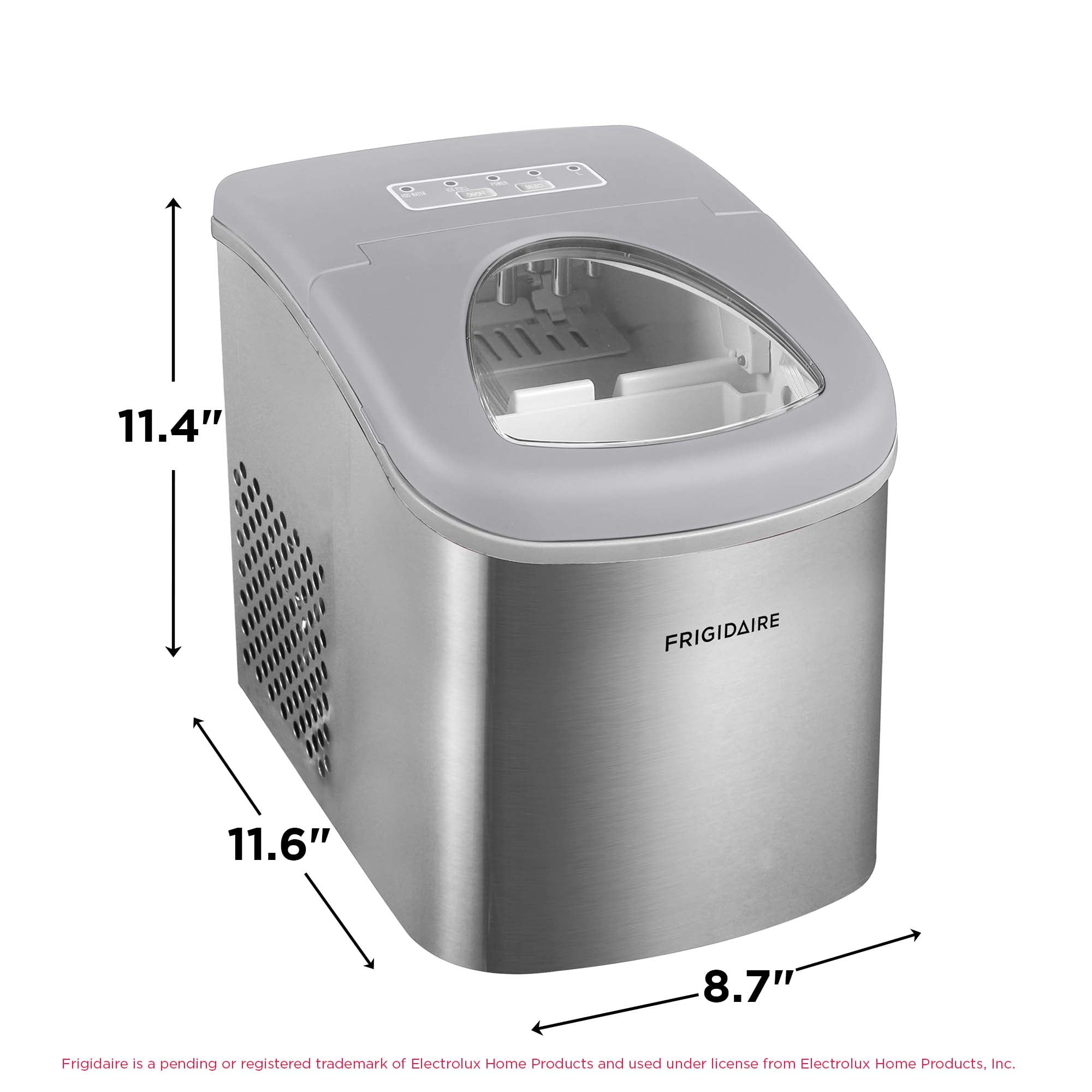 Frigidaire 26 lb Bullet Ice Maker Stainless Steel - compact, high-capacity icemaker producing bullet-shaped ice ideal for kitchens, parties, and entertaining