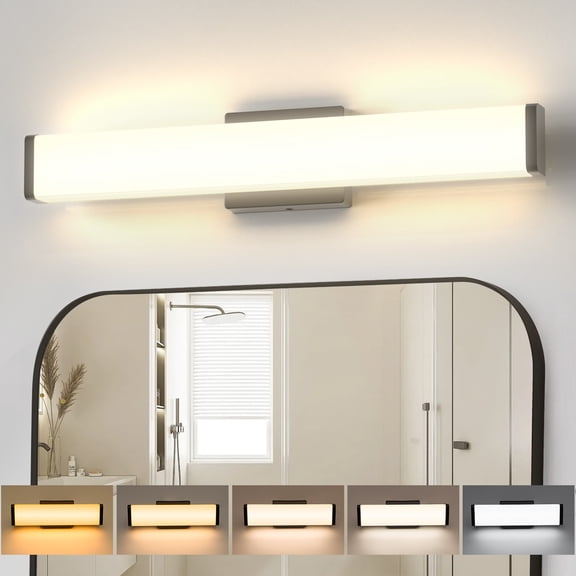 Modern Bathroom Light Fixtures Over Mirror 16 Inch, 2000 Lumen Dimmable Bathroom Cube Vanity Light, 5CCT LED Vanity Light Bar, Black Vanity Lighting Fixtures