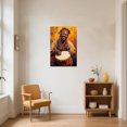 thumbnail image 4 of ZHONGYUTONG African American Men Music Wall Art Africa Drum Canvas Black Man Pictures Ethnic Instruments Traditional Painting Prints Afro Home Decor Framed (28.00" x 42.00"), 4 of 5