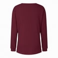 thumbnail image 4 of Towmus Women Ribbed Knit Tops Dressy Long Sleeve Shirts Fall Lightweight Sweatshirt, Wine, XL, 4 of 5