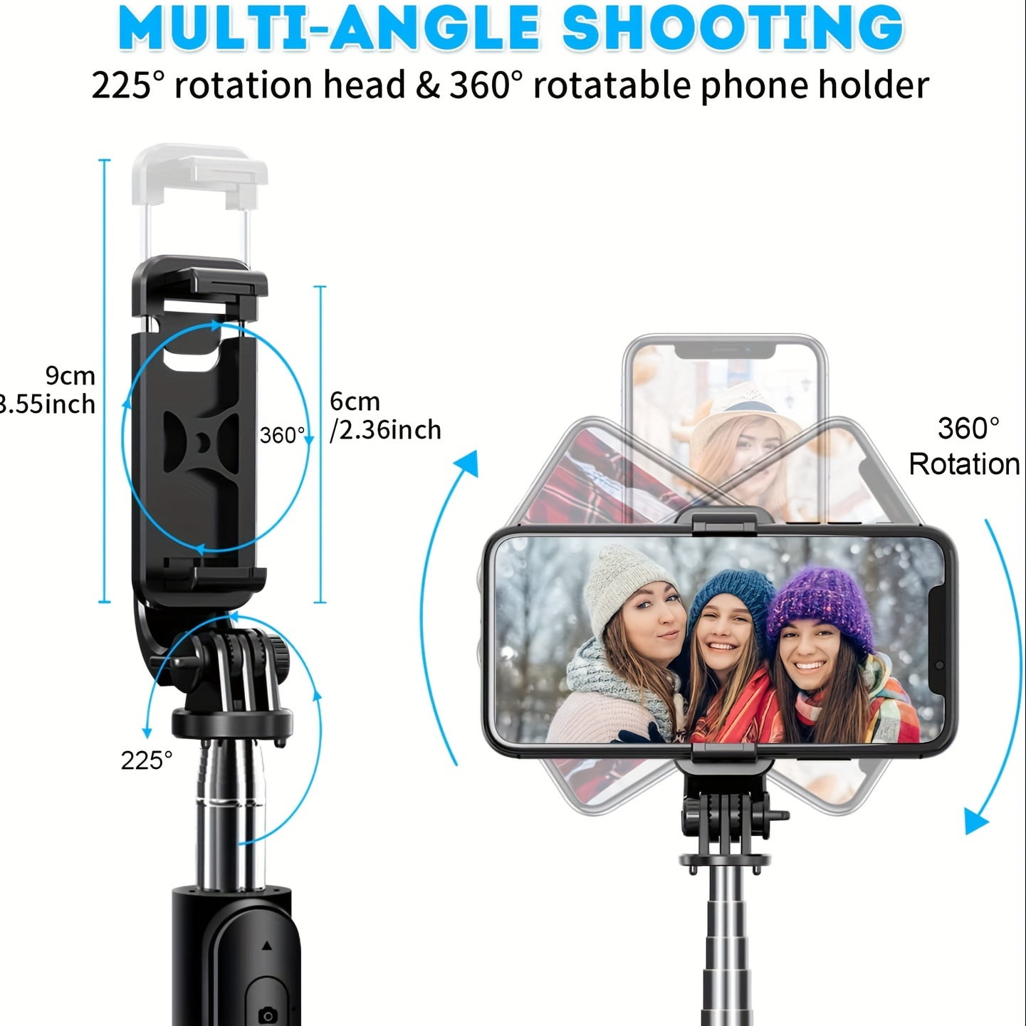 40" Extendable Phone Tripod with Wireless Remote, Compatible with iPhone 15/14/13 & Android, All-in-One Selfie Stick & Travel Stand