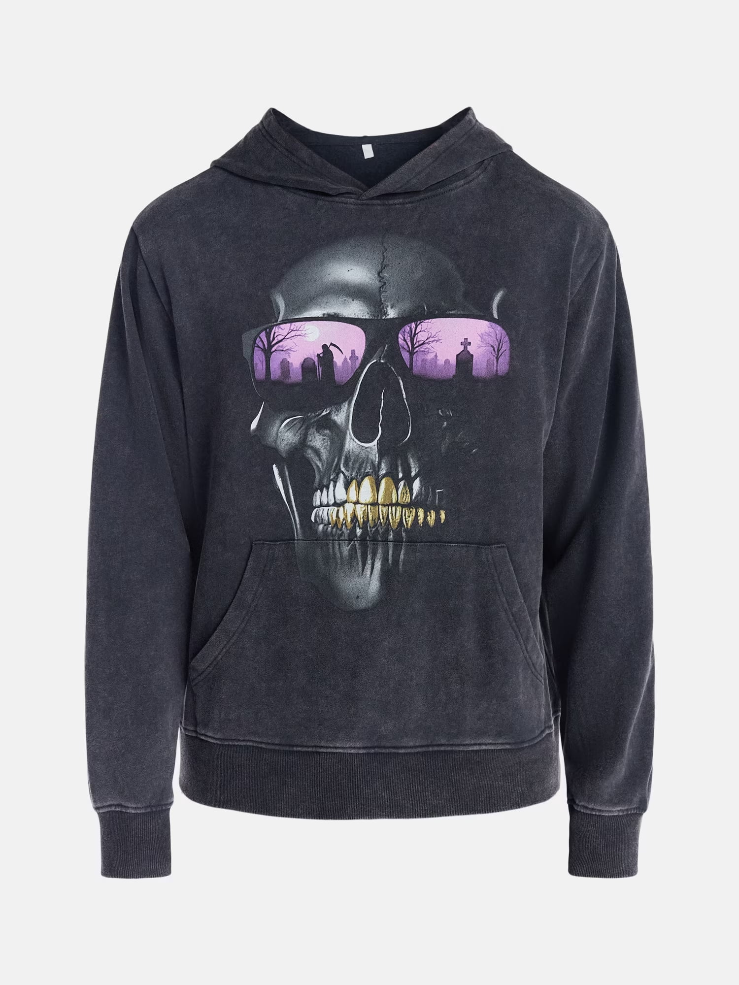 Halloween Oversized Fit Grim Reaper Graveyard Graphic Fleece Hoodie Sweatshirt, Men's Sizes XS-4XLT