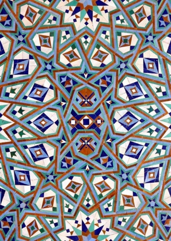 Morocco Hassan II Mosque mosaic Islamic tile detail Canvas Art - Kymri Wilt DanitaDelimont (18 x 24)
