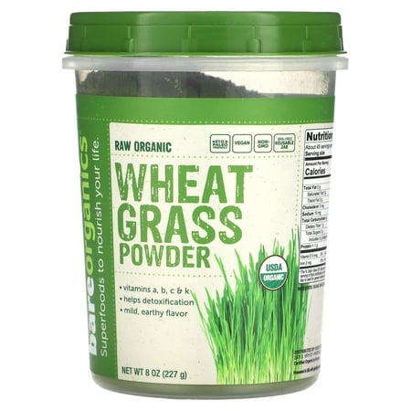 BareOrganics Organic Wheatgrass Superfood Powder, 8 Oz