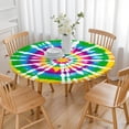 thumbnail image 3 of Rainbow Tie Dye Mandala Pattern Round Fitted Tablecloth with Elastic Edge,Dining Table Cover Waterproof,Outdoor Round Tablecloth for Camping,Dining,Indoor and Outdoor, 3 of 7