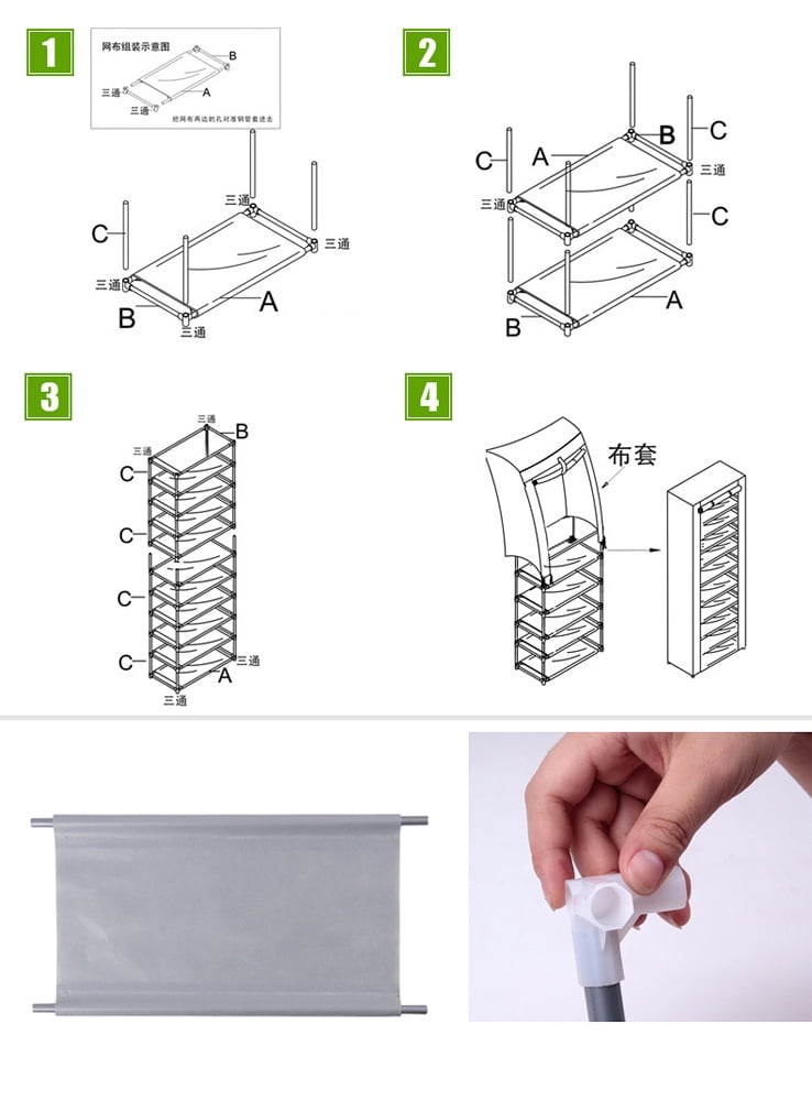 10-Layers 9 Lattices Non-woven Fabric Shoe Rack
