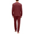thumbnail image 5 of Dwelliawo Men's Pajamas Set Long Sleeve Cotton Blend 2-Piece Loungewear Soft cotton blend pajama set with breathable long sleeve top and pants with pockets. Red S, 5 of 5