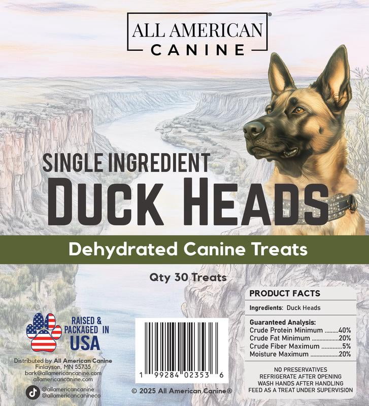 All American Canine Duck Heads, 30 count