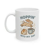 Bunny Coffee Mug, Hoppin' Rabbit Design, Gift for Rabbit Lover