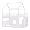 thumbnail image 6 of Harper & Bright Designs Full Size House Loft Bed with LED Light, Wooden Loft Bed with Shelves, Stairway Loft Bed with Guardrail & Ladder for Girls and Boys, White, 6 of 8