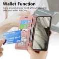 thumbnail image 2 of SaniMore for Google Pixel 7 (6.3") Case, PU Leather Embossed Lines Wristlet Zipper Cash Pocket Card Slots Magnetic Flip Stand Full Protective TPU Shell Anti-drop Business Design, Pink, 2 of 10