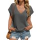 thumbnail image 1 of Camiseta Tankaneo para mujer, cuello en V profundo, corte holgado, gris oscuro, 1 of 7