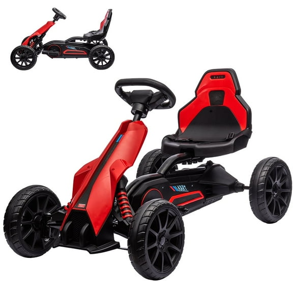 12V Electric Go Kart for Kids 7Ah Battery Powered Car w/ Ajustable Seat, High/Low Variable Speeds, EVA Wheels, Outdoor Ride On Toy Vehicle Gift for 3-6 Years