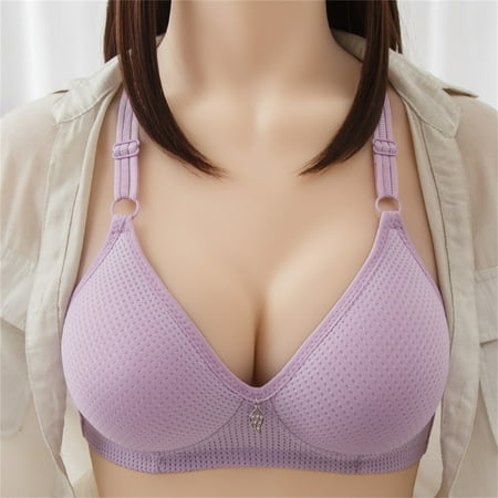 YEJIMAN Bras for Women Sexy Push up Wireless Solid Color Underwear Adjustable Breathable Comfort Support Anti Drop Bra  Purple Plus Size Underwear For Women  Cotton Womens Underwear