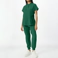 thumbnail image 2 of Mlqidk Medical Scrubs for Women Set Cool Stretch Medical Scrub Set Crew Neck Top & Jogger Pant with Pockets Nurse Uniform Dark Green L, 2 of 5