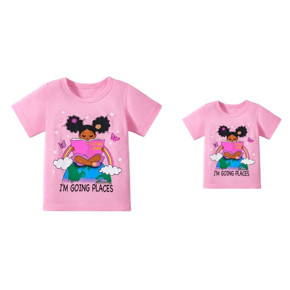 Toddler Girls' Book & Butterfly Graphic Tee, Lightweight Cotton Summer T-Shirt, 3-Pack