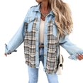thumbnail image 2 of Veste en Jean Imitation Délavé à Manches Longues et Poches à Revers pour Femmes, 2 of 6