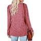 thumbnail image 4 of Camisa de manga larga para mujer Casual suelta Color sólido Agradable para la piel Cuello redondo Top de manga larga para primavera Otoño Invierno Rojo M, 4 of 6