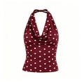 thumbnail image 6 of KIHOUT Women's Polka Dot Cowl Neck Halter Top, Form-Fitting Sleeveless Backless Tank for Summer, 6 of 6