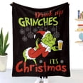 thumbnail image 4 of Manta de franela suave y cálida de Grinch para Año Nuevo: manta navideña de franela, mullida para sofá, cama, exteriores, camping, decoración cómoda para el coche de Grinch, 4 of 7