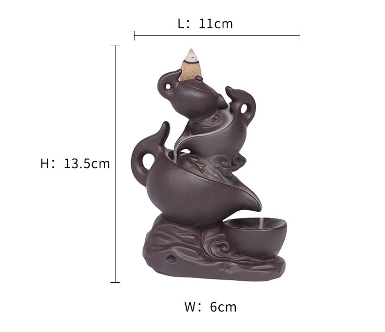Creative Tea Pot Shape Backflow Incense Holder Antique Purple Clay Aromatherapy Holder Ornament Home Decor Yoga Ceremony