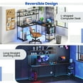 thumbnail image 3 of Resenkos Reversible L-Shaped Gaming Desk with LED Strip, Power Outlets, and Hutch - Black, 3 of 8