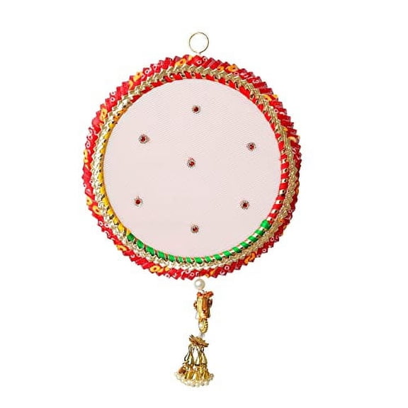 Netted Round Fabric Door Wall Hanging for Christmas Decorations New year Gifts for Home Wall Bedroom Kids Room Home Décor Gifting(Size :- 8" Approx)