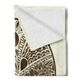 thumbnail image 2 of Yin Yang Soft Flannel Fleece Blanket, Abstract Yin Yang Ornamented with Hand-Drawn Triangles and Drop Shapes, Cozy Plush for Indoor and Outdoor Use, 50" x 60", Chocolate and Eggshell, by Ambesonne, 2 of 5