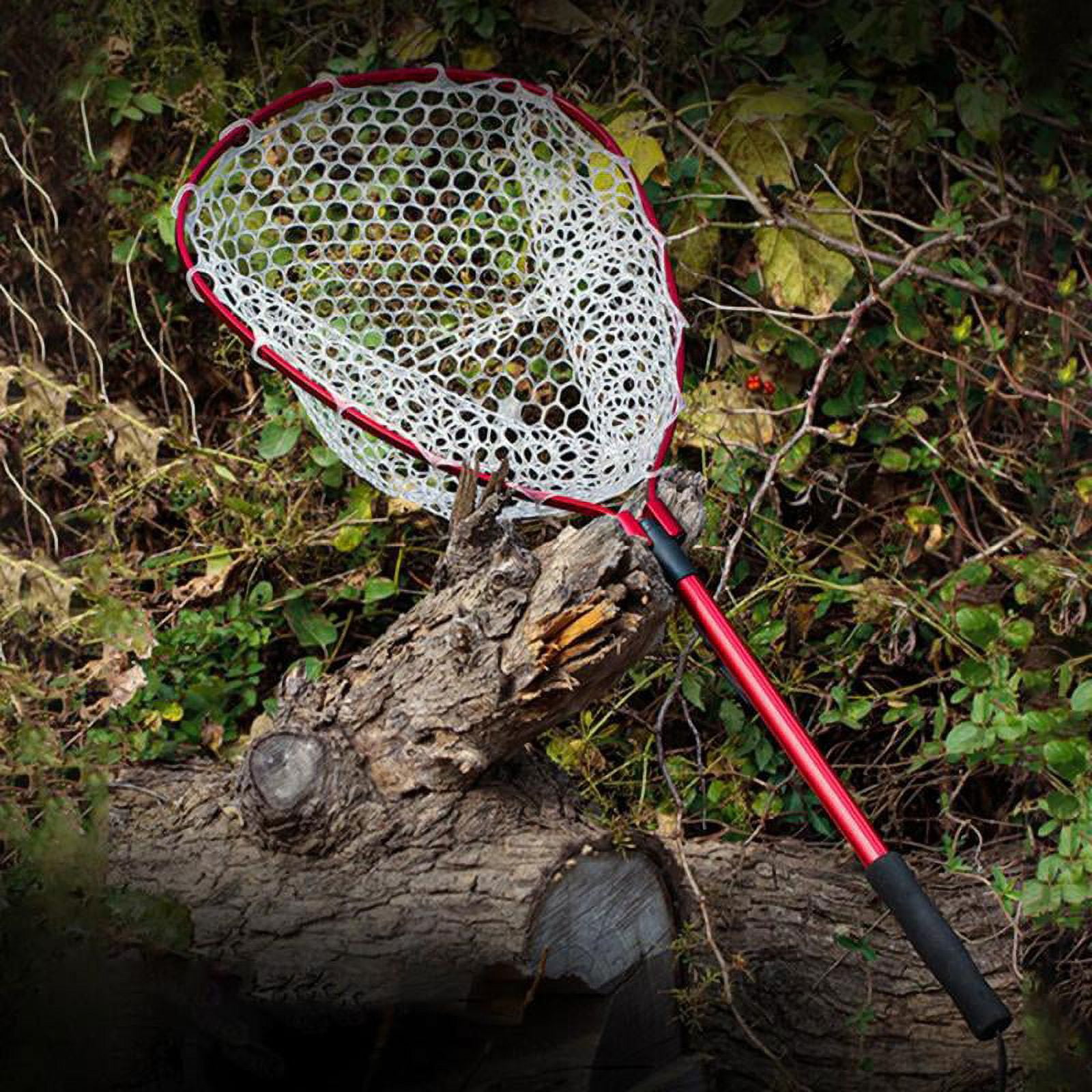 Fly Fishing Landing Net, Fish Net with Clear Soft Rubber Mesh or