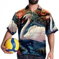 thumbnail image 4 of Swan Men's Short Sleeve Casual Printed Button Down Beach Shirts, 4 of 6
