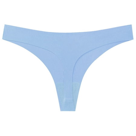 Dasayo Blue Women s Panties Thong Seamless Cheeky Low Waist Solid G-String Panty Womens Underwear Bikini S