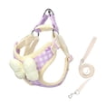 thumbnail image 1 of Bowknot Design Dog Harness with Matching Plaid Leash for Secure and Comfortable Walking Control, 1 of 4