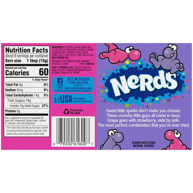 Nerds Grape and Strawberry Theater Box Candy 5 oz, 12 Count - Walmart.com