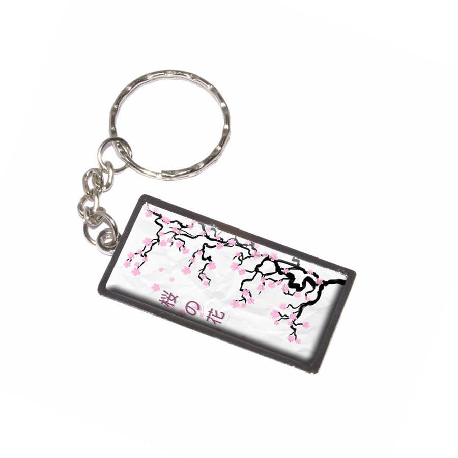 Cherry Blossoms Blossom Tree Japanese Writing Symbols Keychain Key