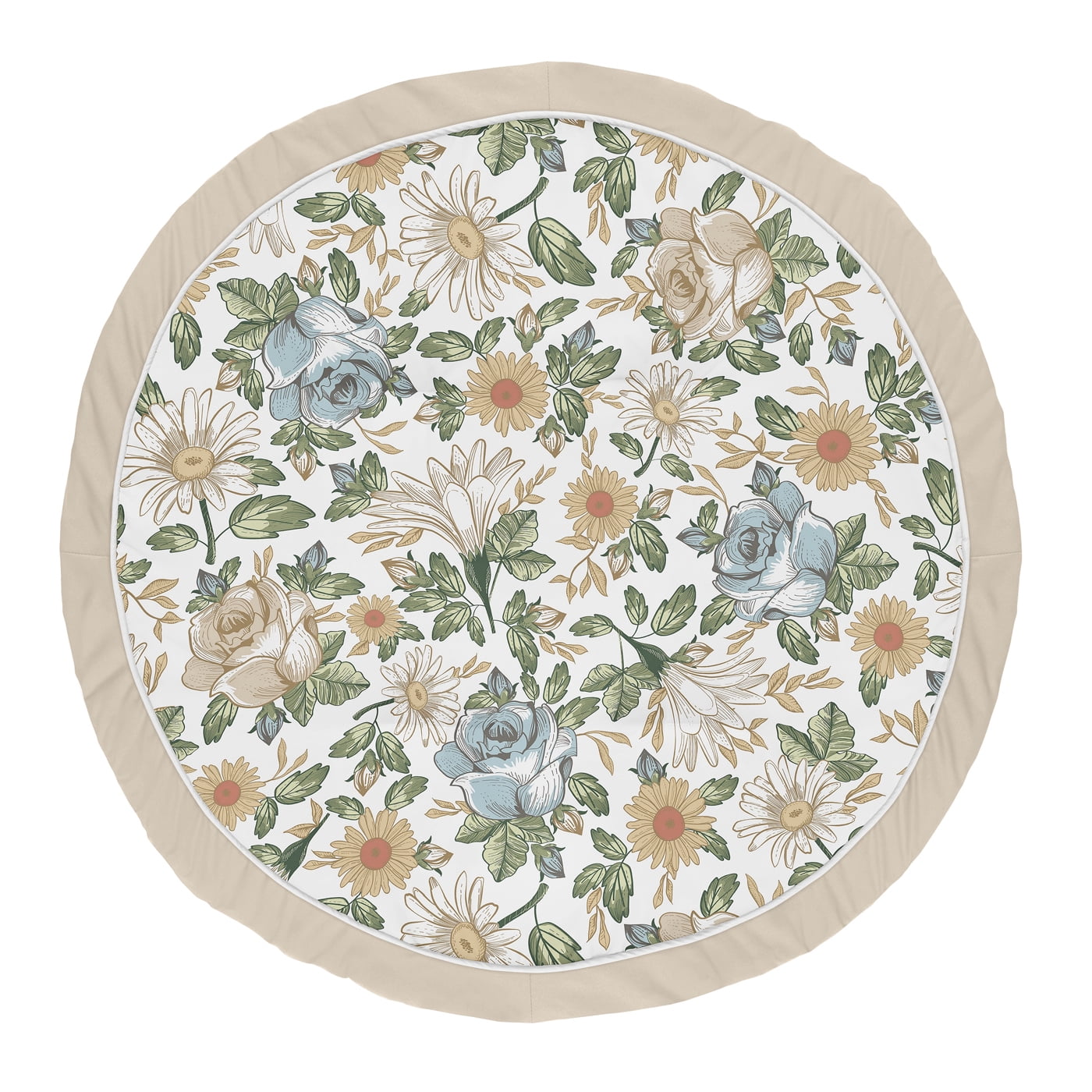 Vintage Floral Blue and Yellow Baby Play Mat by Sweet Jojo Designs