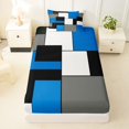 thumbnail image 4 of Castle Fairy Mid Century Geometric Panel Twin Sheets 3pcs,Minimalism Solid Block Bedding,Blue Gray Black,1 Flat Sheet, 1 Fitted Sheet and 1 Pillowcase, 4 of 7