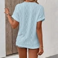 thumbnail image 4 of LWavelet Women's Ribbed Knit T-Shirt Short Sleeve Tops V-Neck Casual Slim Fit Lightweight Basic Tee Sky Blue M, 4 of 5